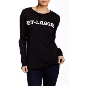 Wildfox Jet-Lagged Black Long Sleeve T Shirt M